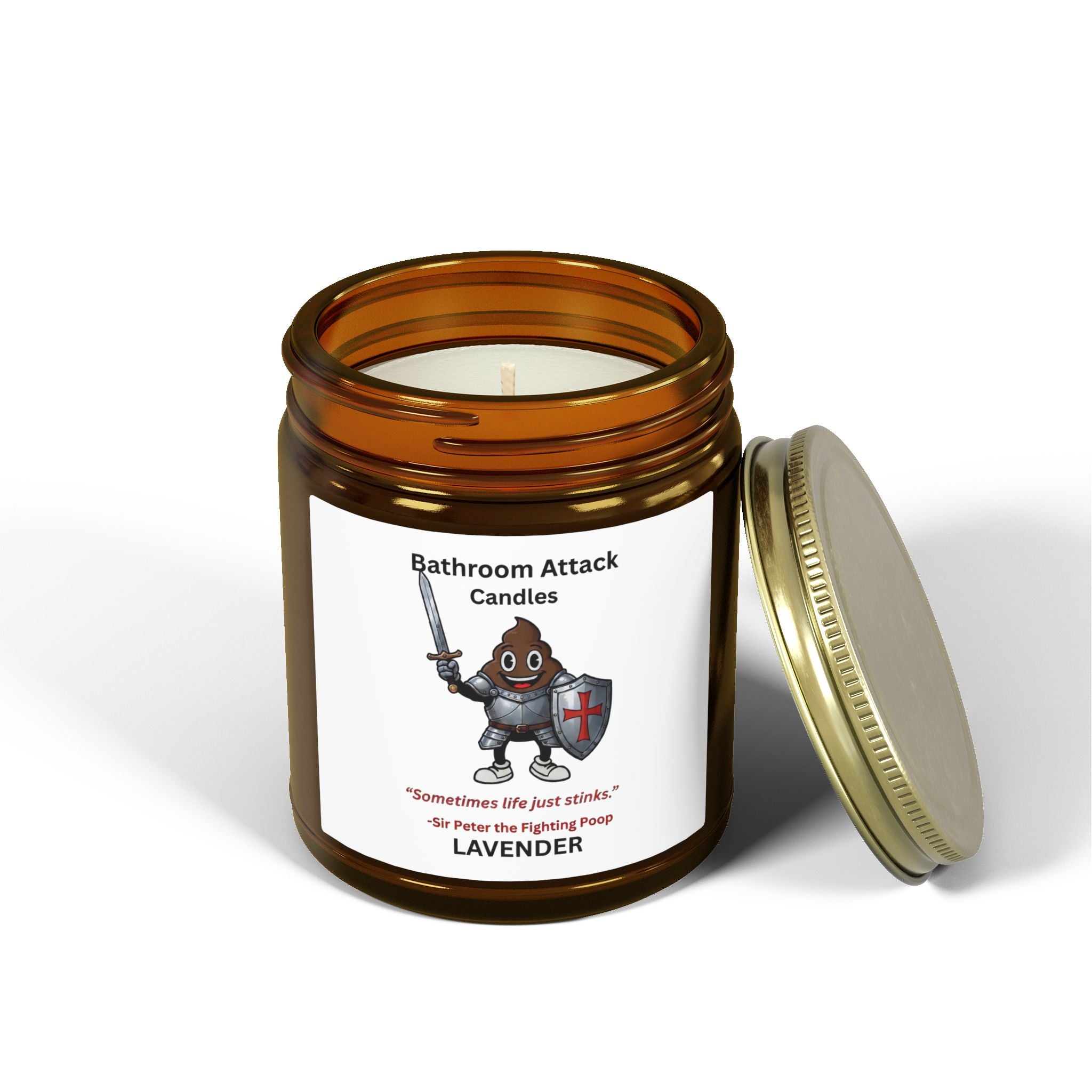 BATHROOM ATTACK CANDLES Lavender Scented, Coconut Apricot Wax (9oz)