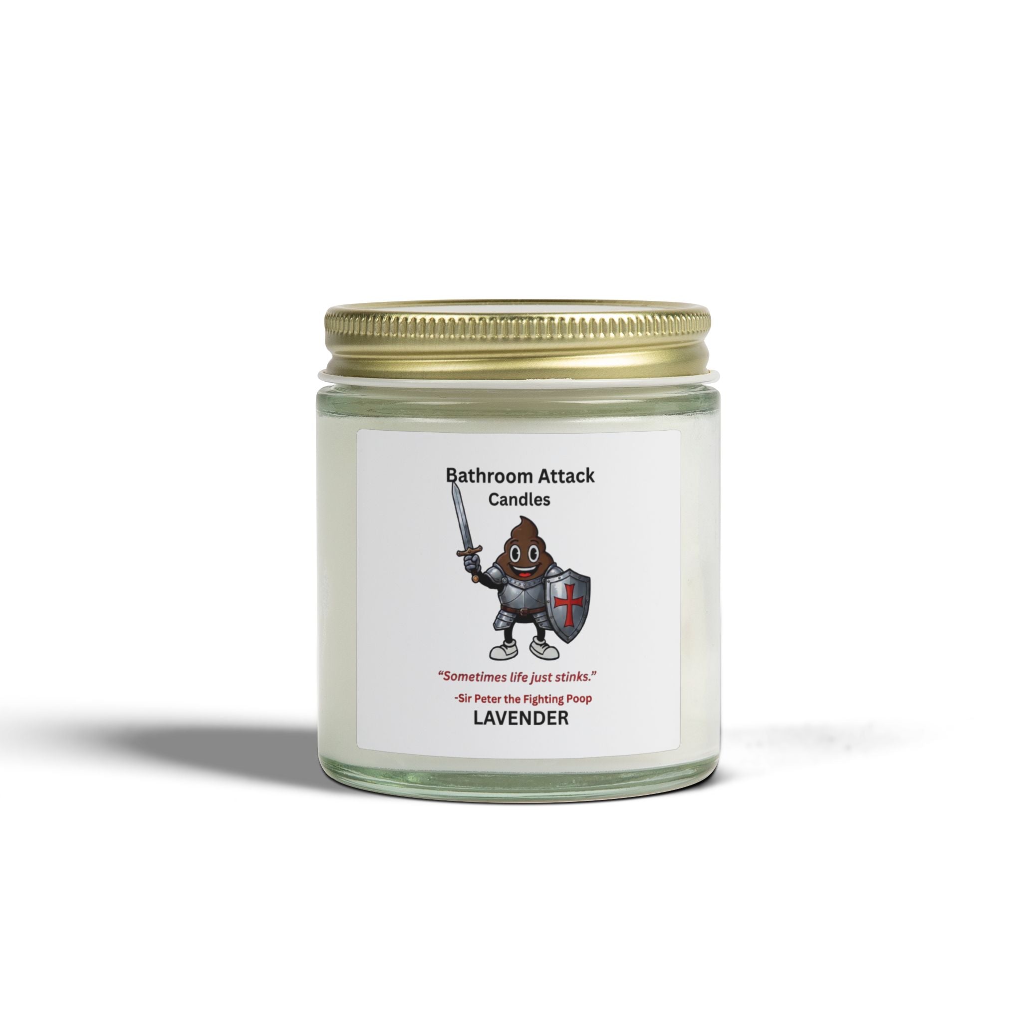 BATHROOM ATTACK CANDLES Lavender Scented, Coconut Apricot Wax (4oz)