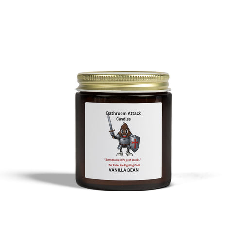 BATHROOM ATTACK CANDLES Vanilla Bean Scented, Coconut Apricot Wax (4oz)