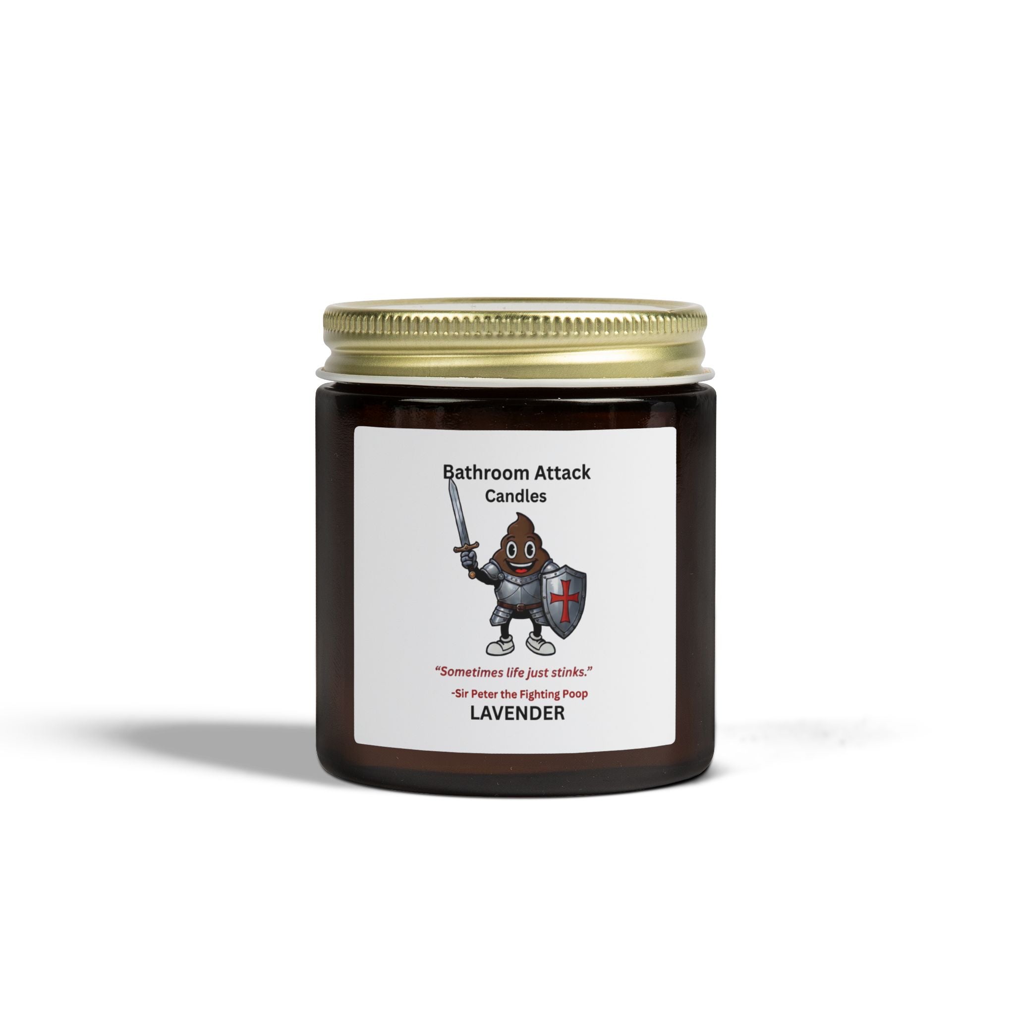 BATHROOM ATTACK CANDLES Lavender Scented, Coconut Apricot Wax (4oz)