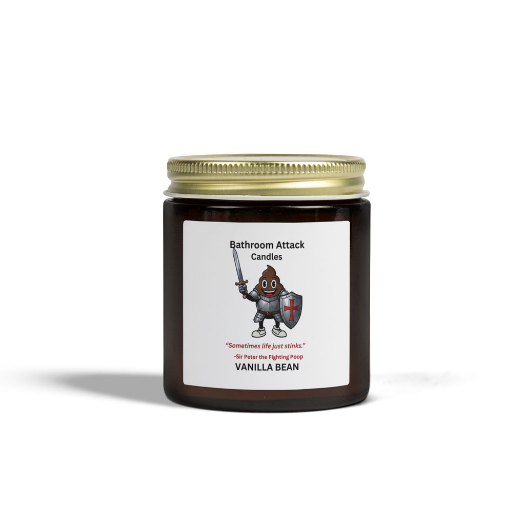 BATHROOM ATTACK CANDLES Vanilla Bean Scented, Coconut Apricot Wax (4oz)