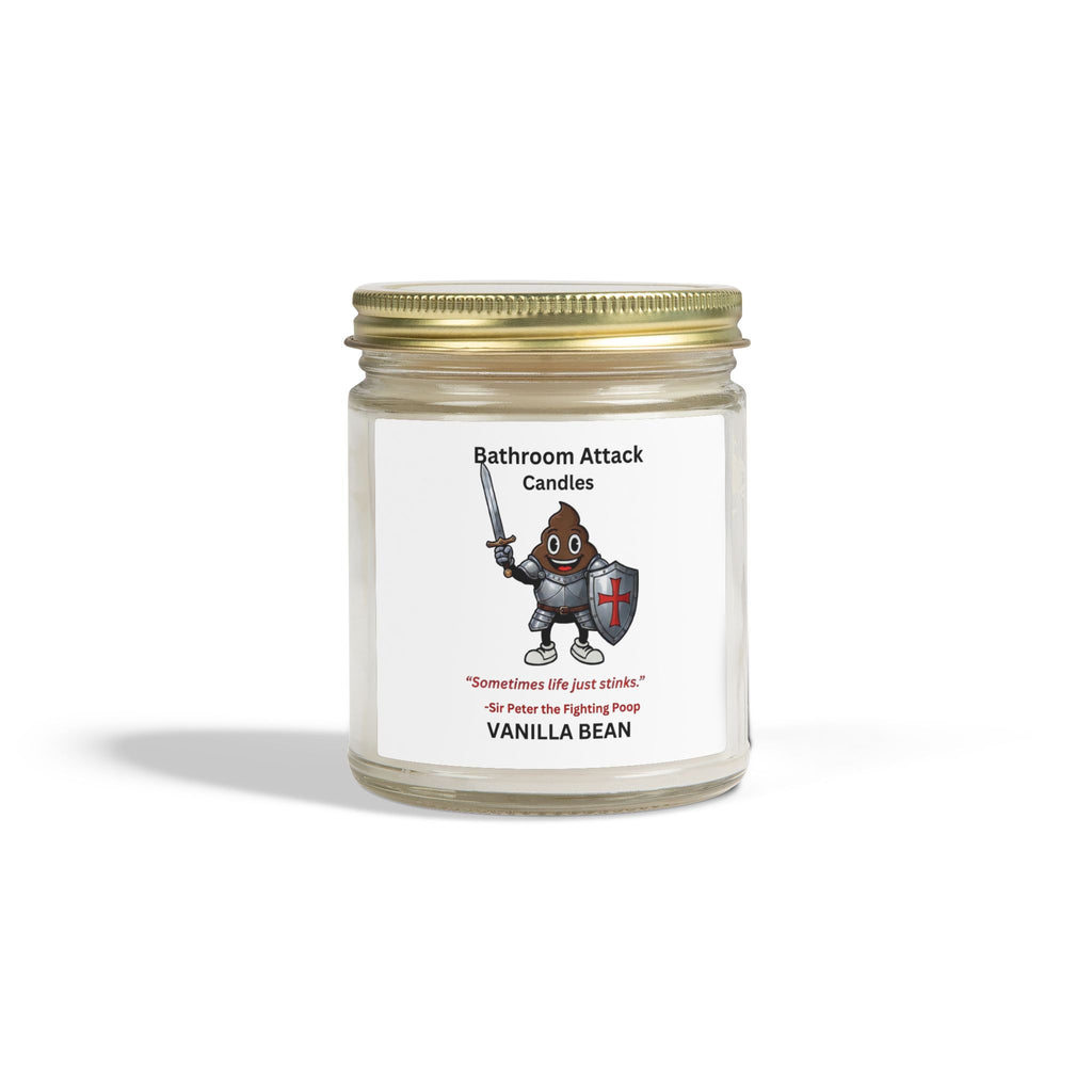 BATHROOM ATTACK CANDLES Vanilla Bean Scented, Coconut Apricot Wax (9oz)