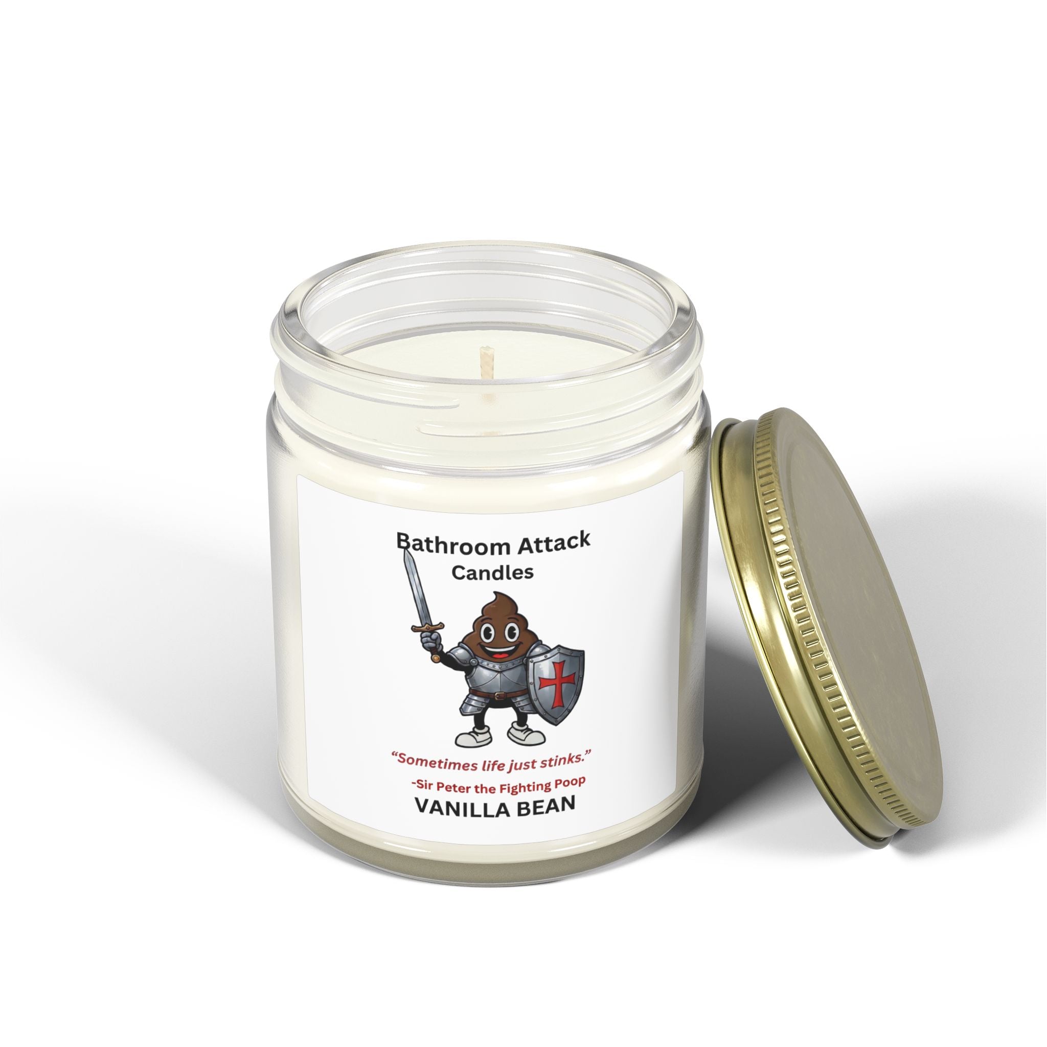 BATHROOM ATTACK CANDLES Vanilla Bean Scented, Coconut Apricot Wax (9oz)