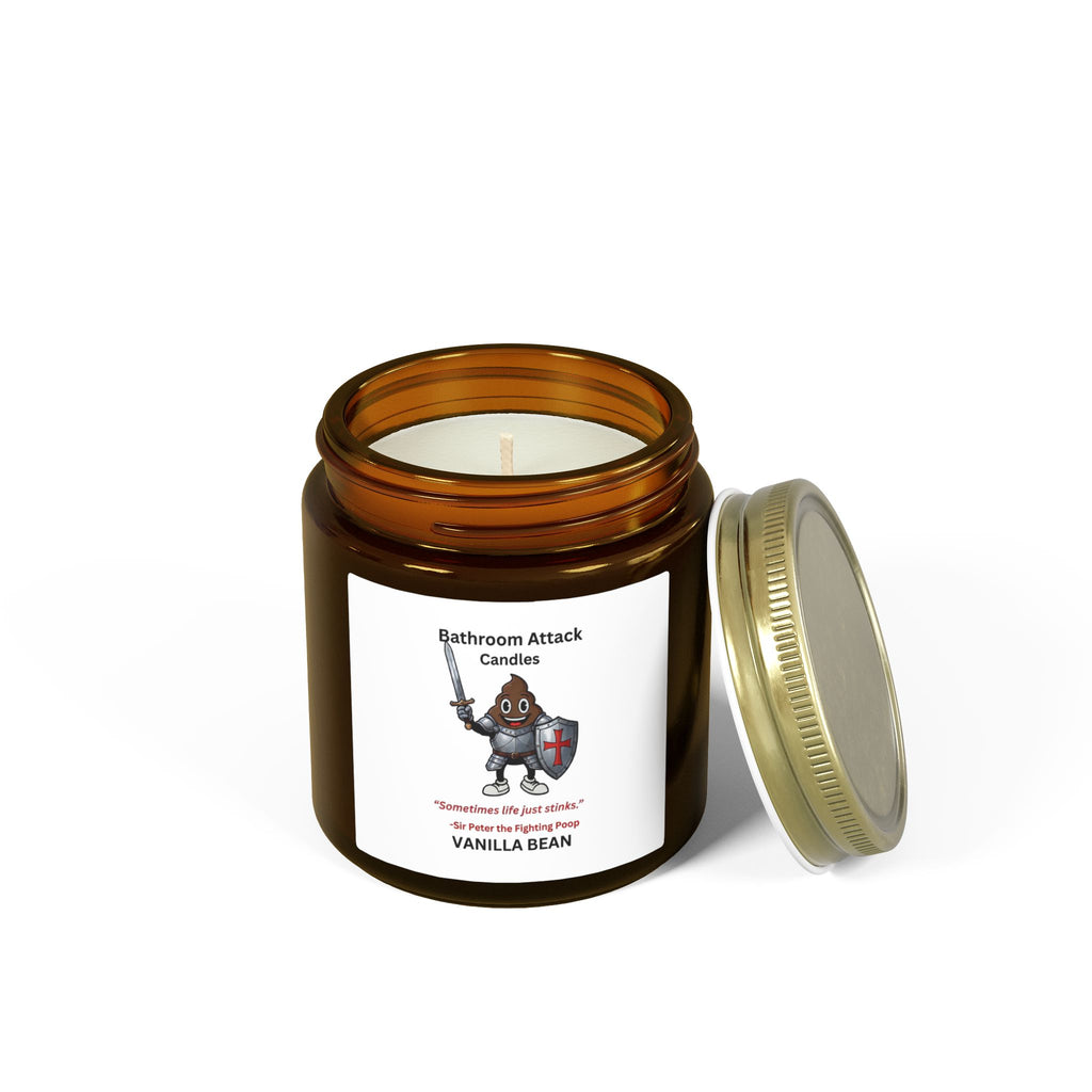 BATHROOM ATTACK CANDLES Vanilla Bean Scented, Coconut Apricot Wax (4oz)