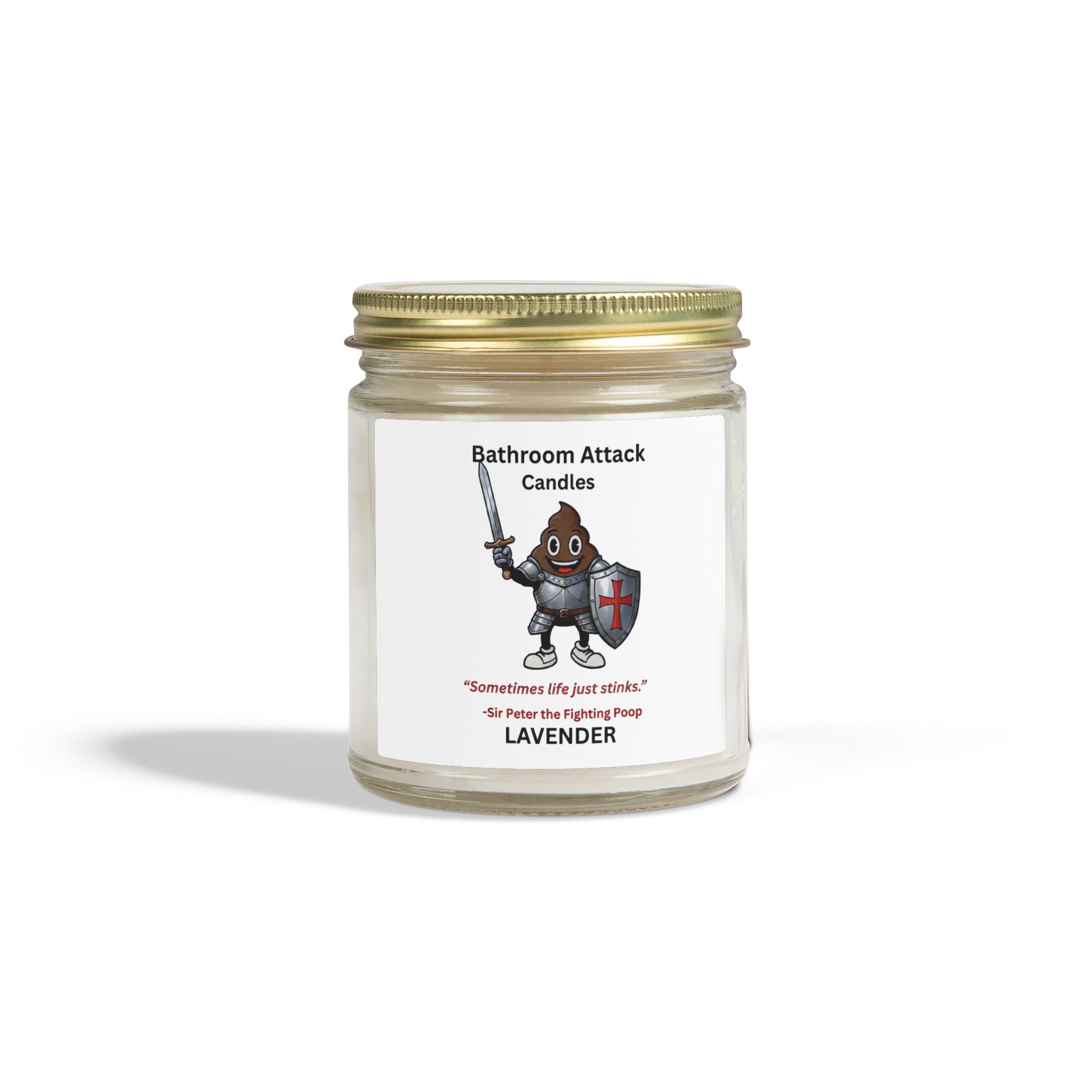 BATHROOM ATTACK CANDLES Lavender Scented, Coconut Apricot Wax (9oz)
